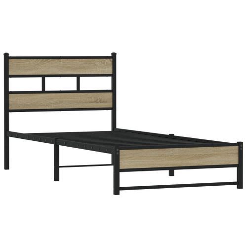 Cadre de lit en métal sans matelas chêne sonoma 100x190 cm - Photo n°3; ?>