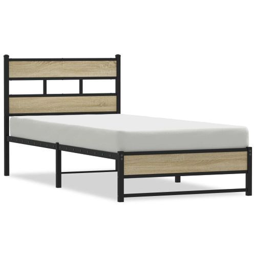 Cadre de lit en métal sans matelas chêne sonoma 107x203 cm - Photo n°2; ?>