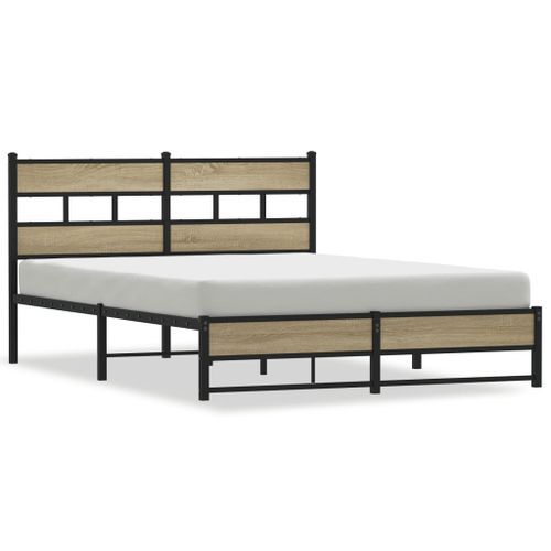 Cadre de lit en métal sans matelas chêne sonoma 135x190 cm - Photo n°2; ?>