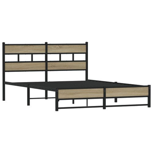 Cadre de lit en métal sans matelas chêne sonoma 135x190 cm - Photo n°3; ?>