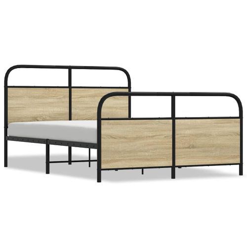 Cadre de lit en métal sans matelas chêne sonoma 140x190 cm - Photo n°2; ?>