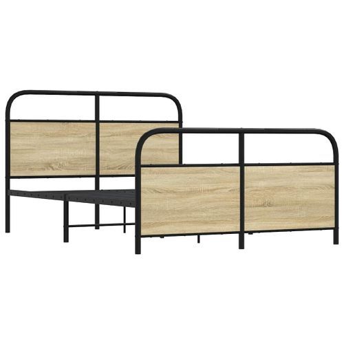 Cadre de lit en métal sans matelas chêne sonoma 140x190 cm - Photo n°3; ?>