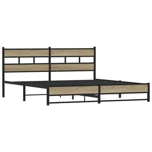 Cadre de lit en métal sans matelas chêne sonoma 180x200 cm - Photo n°3; ?>