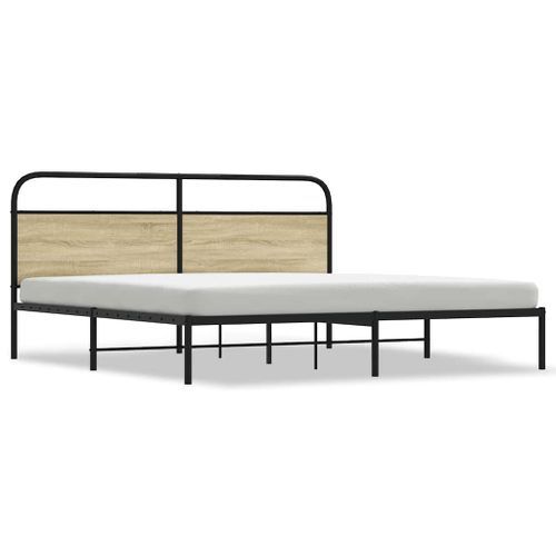 Cadre de lit en métal sans matelas chêne sonoma 180x200 cm - Photo n°2; ?>