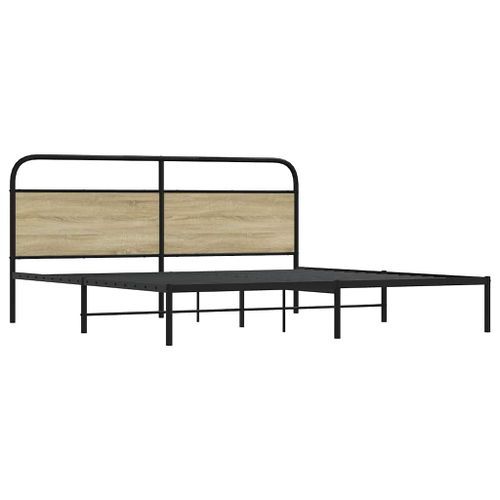 Cadre de lit en métal sans matelas chêne sonoma 180x200 cm - Photo n°3; ?>