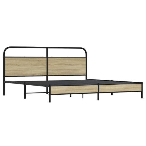 Cadre de lit en métal sans matelas chêne sonoma 180x200 cm - Photo n°3; ?>