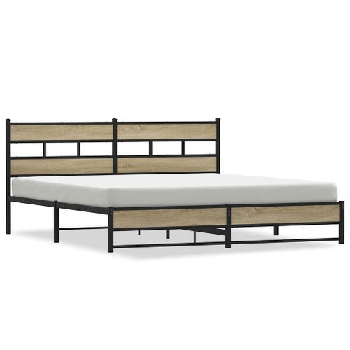 Cadre de lit en métal sans matelas chêne sonoma 183x213 cm - Photo n°2; ?>