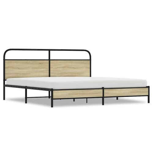 Cadre de lit en métal sans matelas chêne sonoma 183x213 cm - Photo n°2; ?>