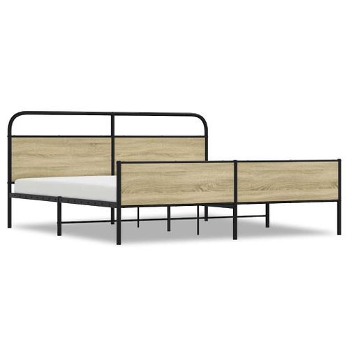 Cadre de lit en métal sans matelas chêne sonoma 183x213 cm - Photo n°2; ?>