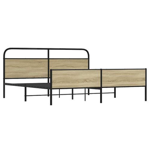 Cadre de lit en métal sans matelas chêne sonoma 183x213 cm - Photo n°3; ?>