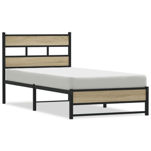 Cadre de lit en métal sans matelas chêne sonoma 80x200 cm - Photo n°2; ?>