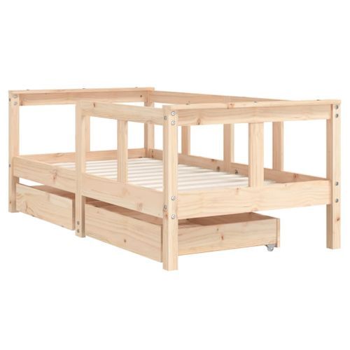 Cadre de lit enfant avec tiroirs 70x140 cm bois de pin massif - Photo n°3; ?>