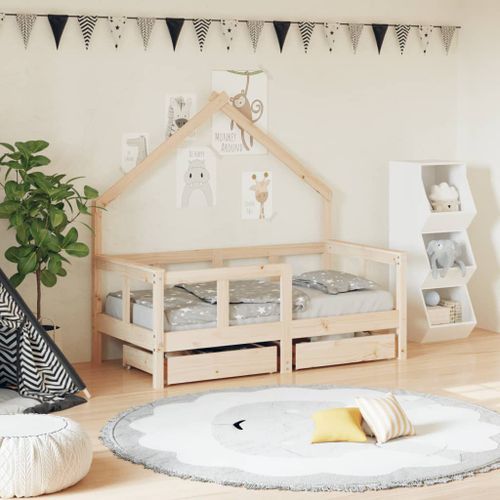 Cadre de lit enfant avec tiroirs 70x140 cm bois de pin massif - Photo n°2; ?>