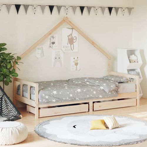 Cadre de lit enfant avec tiroirs 90x200 cm bois de pin massif - Photo n°2; ?>