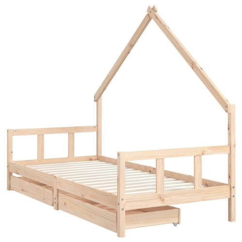 Cadre de lit enfant avec tiroirs 90x200 cm bois de pin massif - Photo n°3; ?>