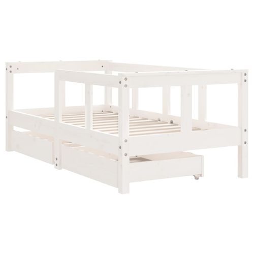 Cadre de lit enfant tiroirs blanc 70x140 cm bois de pin massif - Photo n°3; ?>