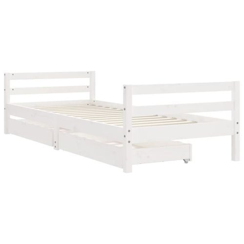 Cadre de lit enfant tiroirs blanc 80x200 cm bois de pin massif - Photo n°3; ?>