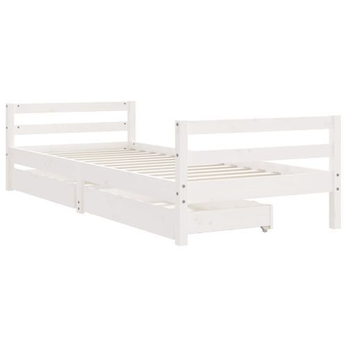 Cadre de lit enfant tiroirs blanc 90x200 cm bois de pin massif - Photo n°3; ?>