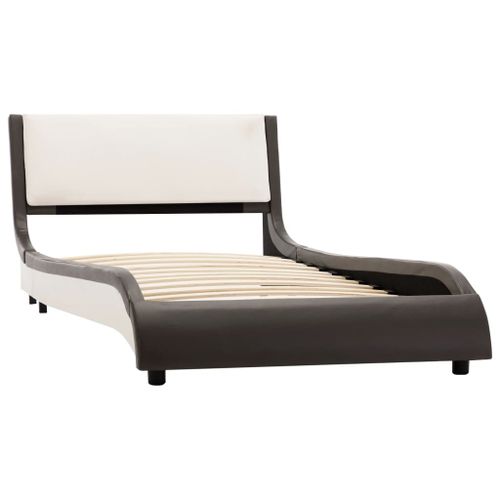 Cadre de lit Gris et blanc Similicuir 90 x 200 cm - Photo n°2; ?>