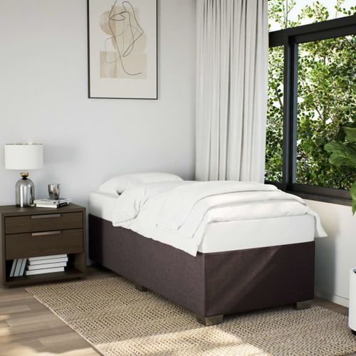 Cadre de lit Marron foncé 100x200 cm Tissu - Photo n°3; ?>