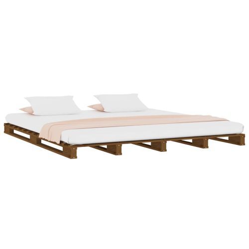 Cadre de lit Marron miel 180x200 cm Bois pin massif Super King 2 - Photo n°3; ?>