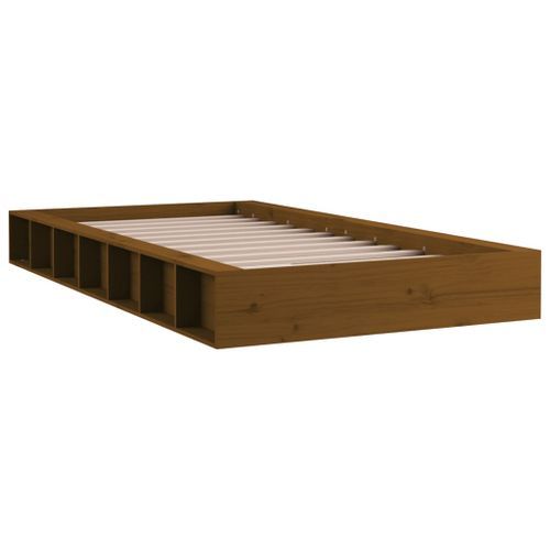 Cadre de lit Marron miel 75x190 cm Petit simple Bois massif - Photo n°3; ?>