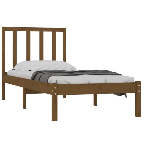 Cadre De Lit Marron Miel Bois Pin Massif 75x190 Cm Petit Simple 15 Cadre de lit Marron miel Bois pin massif 75x190 cm Petit simple - Photo n°3; ?>