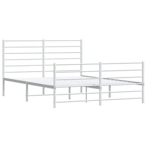 Cadre de lit métal sans matelas et pied de lit blanc 160x200 cm - Photo n°3; ?>