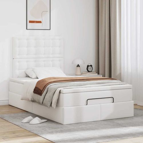 Cadre de lit ottoman avec matelas blanc 120x190 cm similicuir - Photo n°3; ?>