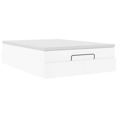 Cadre de lit ottoman avec matelas blanc 140x190 cm similicuir - Photo n°2; ?>