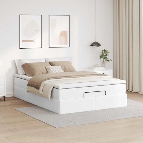 Cadre de lit ottoman avec matelas blanc 140x190 cm similicuir - Photo n°3; ?>