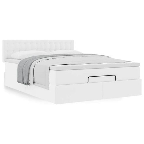 Cadre de lit ottoman avec matelas blanc 140x190 cm similicuir - Photo n°2; ?>