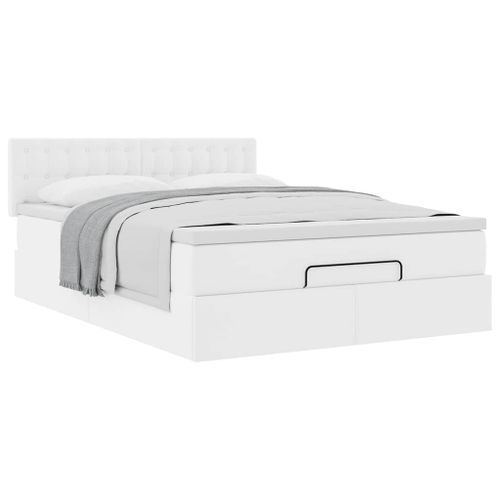 Cadre de lit ottoman avec matelas blanc 140x190 cm similicuir - Photo n°3; ?>