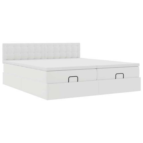 Cadre de lit ottoman avec matelas blanc 200x200 cm similicuir - Photo n°2; ?>