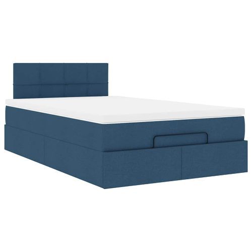 Cadre de lit ottoman avec matelas bleu 120x200 cm tissu - Photo n°2; ?>