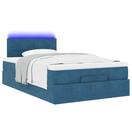 Cadre de lit ottoman avec matelas bleu foncé 120x190 cm velours - Photo n°3; ?>