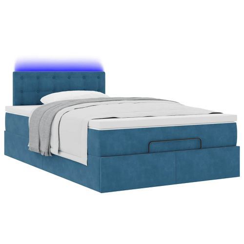 Cadre de lit ottoman avec matelas bleu foncé 120x190 cm velours - Photo n°3; ?>