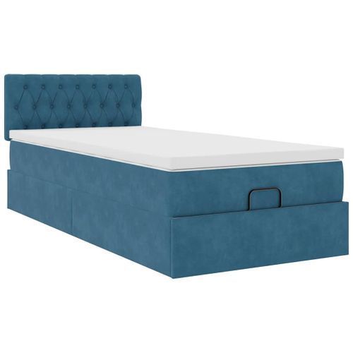 Cadre de lit ottoman avec matelas bleu foncé 80x200 cm velours - Photo n°2; ?>