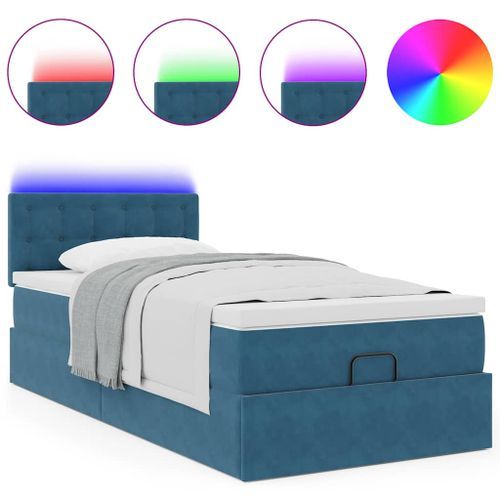 Cadre de lit ottoman avec matelas bleu foncé 80x200 cm velours - Photo n°2; ?>