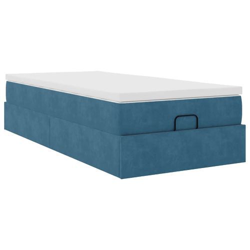 Cadre de lit ottoman avec matelas bleu foncé 90x190 cm velours - Photo n°2; ?>