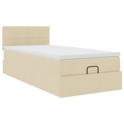 Cadre de lit ottoman avec matelas crème 100x200cm tissu - Photo n°2; ?>