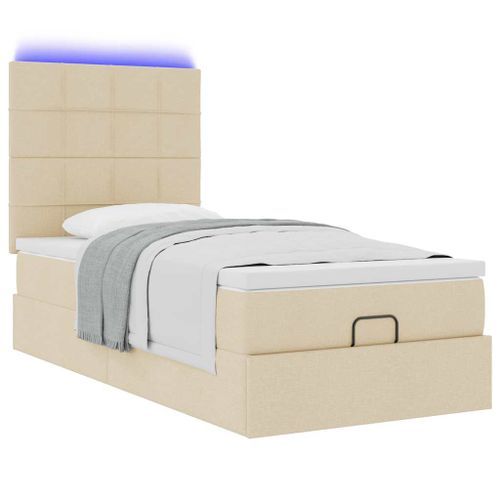 Cadre de lit ottoman avec matelas crème 100x200cm tissu - Photo n°3; ?>