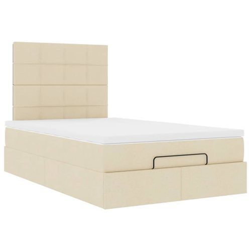 Cadre de lit ottoman avec matelas crème 120x200cm tissu - Photo n°2; ?>