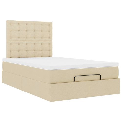 Cadre de lit ottoman avec matelas crème 120x200cm tissu - Photo n°2; ?>