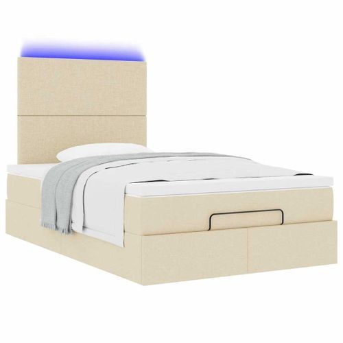 Cadre de lit ottoman avec matelas crème 120x200cm tissu - Photo n°3; ?>