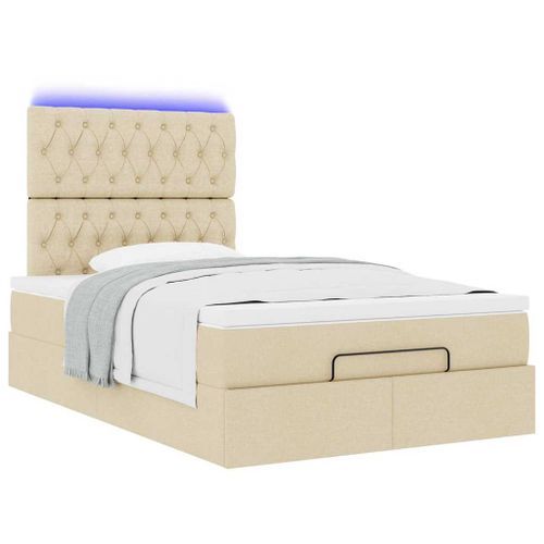 Cadre de lit ottoman avec matelas crème 120x200cm tissu - Photo n°3; ?>