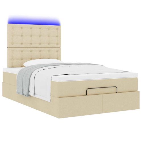 Cadre de lit ottoman avec matelas crème 120x200cm tissu - Photo n°3; ?>