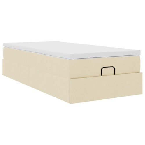 Cadre de lit ottoman avec matelas crème 80x200 cm tissu - Photo n°2; ?>