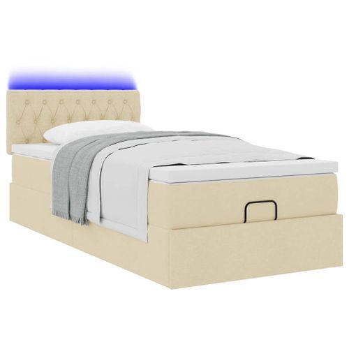 Cadre de lit ottoman avec matelas crème 80x200 cm tissu - Photo n°3; ?>