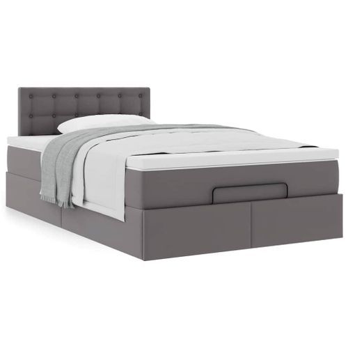 Cadre de lit ottoman avec matelas gris 120x200 cm similicuir - Photo n°2; ?>